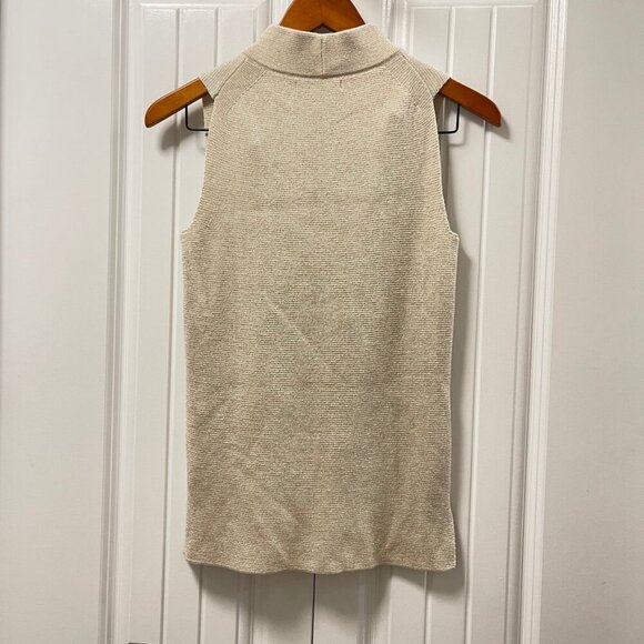 Banana Republic Sleeveless Shimmer Mock Neck Knit Top Beige – XS - Picture 2 of 9